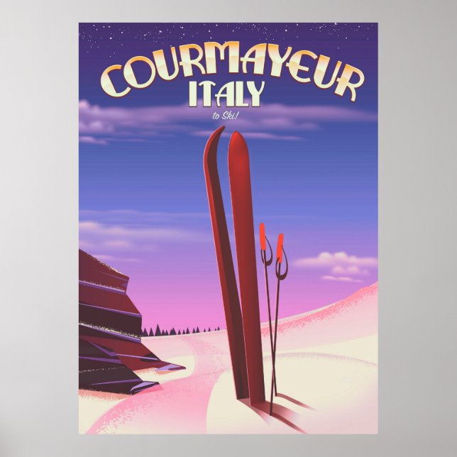 Courmayeur - poster de esqui italiano (Frente)