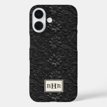 Couro Monogramado com Ferramentas Preto Vintage