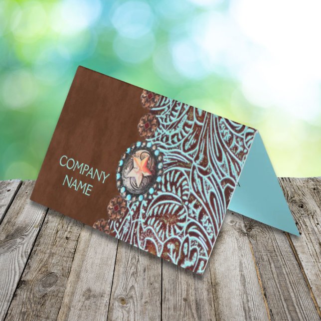 couros e peles castanhos-turquesa, de países ocide (turquoise brown western country tooled leather)