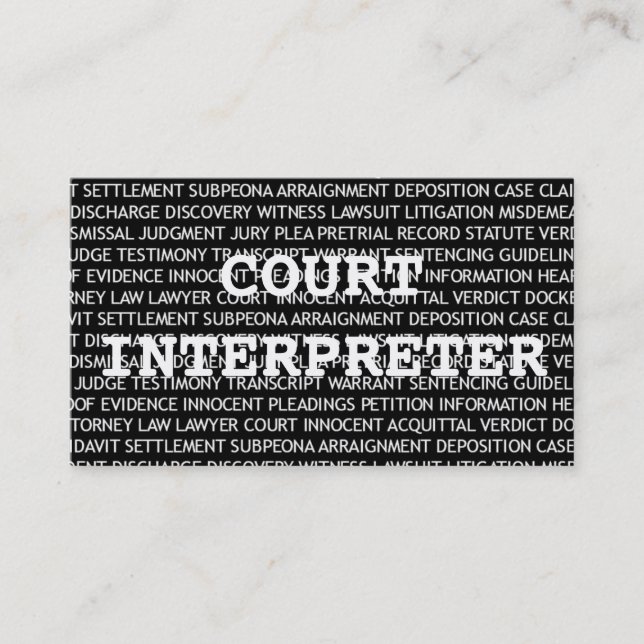 Court Interpreter Words Cartão de visita (Frente)