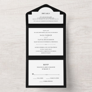 Couture Elegante Casamento Negro e Branco