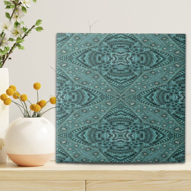 Couve-de-vaqueiro-de-vaqueiro (Western Country Cowboy Teal Turquoise Leather Ceramic Tile)