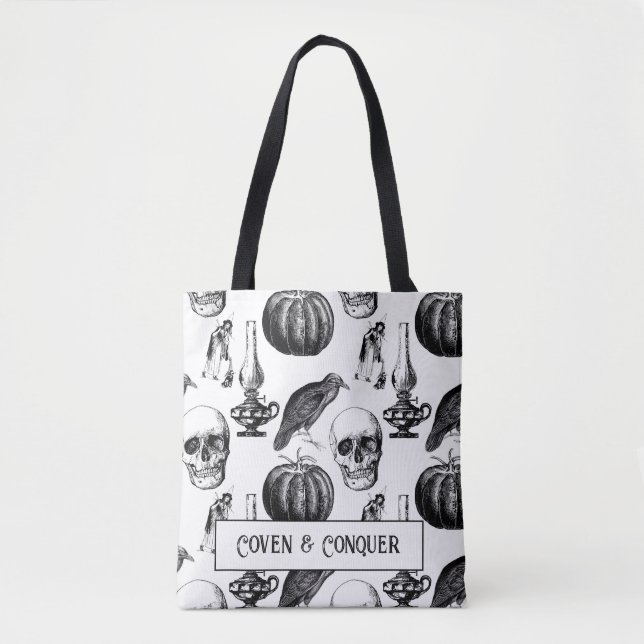 Coven and Conquer Witch Halloween Tote Bag (Frente)