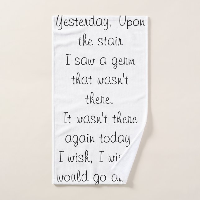 Covid Parody poema em uma toalha de mão. (Toalha de mão)