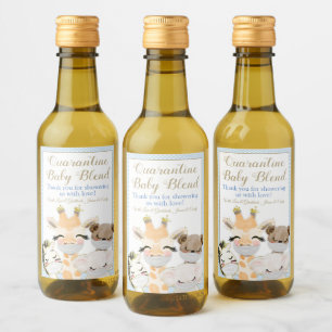 Covid Safari Animais Bebê Mini Vinho Rótulos