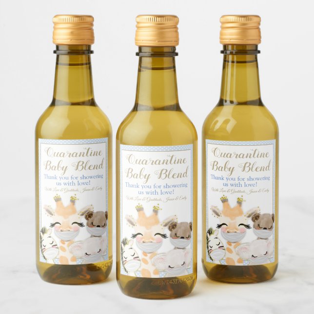 Covid Safari Animais Bebê Mini Vinho Rótulos (Garrafas)
