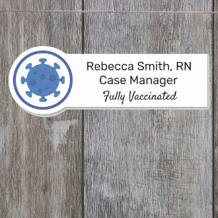 Covid Vaccinado Nome de etiqueta Azul Magnet Back