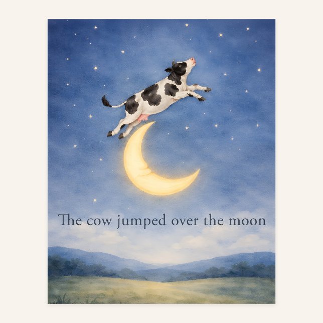 Cow Jumping Over the Moon – Nursery Rhyme Poster (Criador carregado)