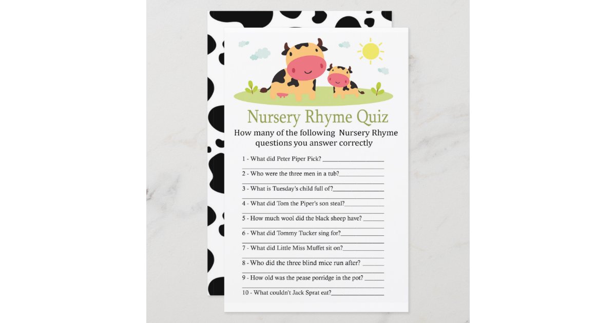 Fox Nursery Rhyme jogo de chá de fraldas do Quiz