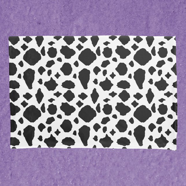 Cow Pattern Animal Print Black White Country (A pillow case with a black and white cow pattern)