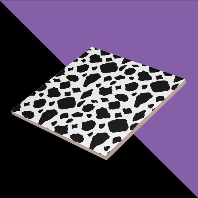 Cow Pattern Black and White Country (A tile with a black and white cow pattern.)