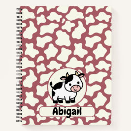 Cow Pattern in White on Red with Cow and Name