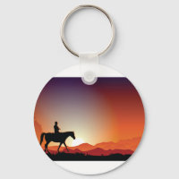 Cowboy Andando Uma Chaveiro De Cavalo