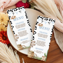 Cowboy Baby Shower 4x9 Menu Card