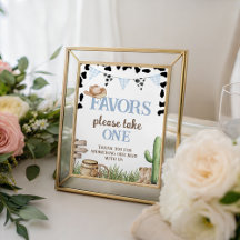 Cowboy Baby Shower Favors Table Sign