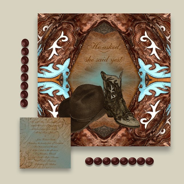 Cowboy Boots Caleidoscope Casamento Convite (Criador carregado)
