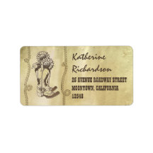 cowboy botas etiquetas de endereços ocidentais