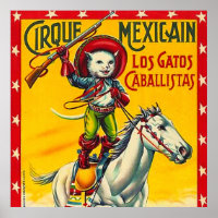 Cowboy Cat Mexicano Circus Poster vintage Art