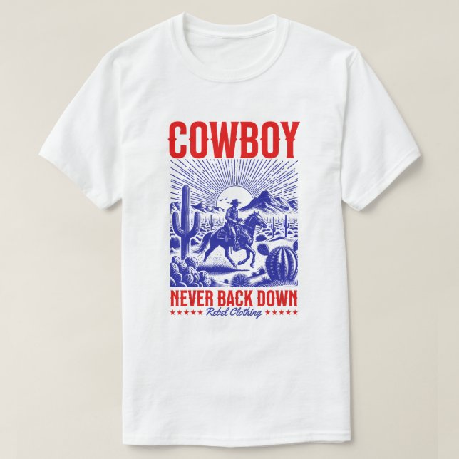 Cowboy cavalgando uma camiseta Cavalo (Frente do Design)