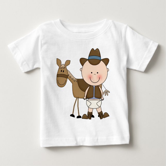 Cowboy com cavalo pronto para andar de camisa (Frente)