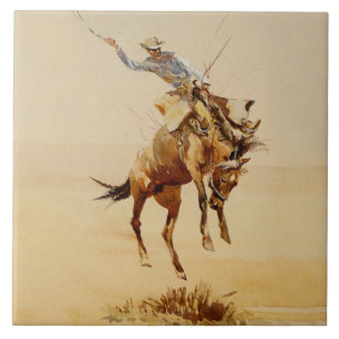 Cowboy em um Cavalo Empinando #2 por Edward Borein