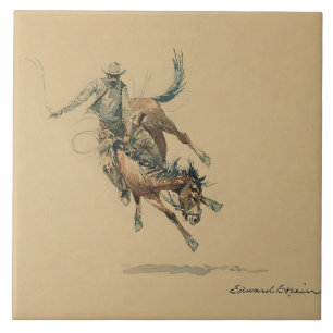 Cowboy em um Cavalo Empinando #3 por Edward Borein