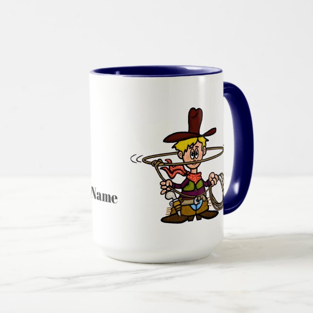 Cowboy engraçado e sua caneca de cavalo (Frente Esquerda)