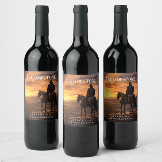 Cowboy Mockup, Cavalo, Rótulos de Vinho Personaliz (Garrafas)