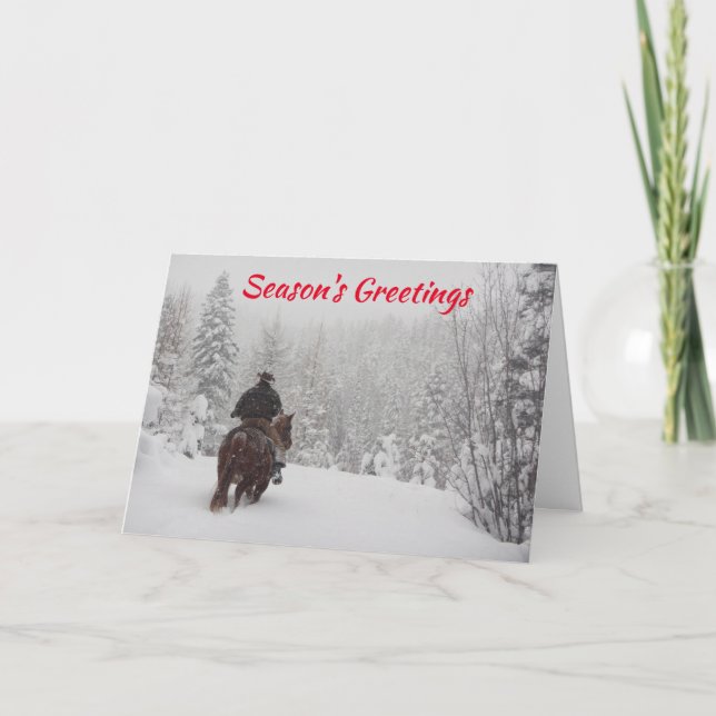 Cowboy nos Cartões de Natal Snow Ranch (Frente)