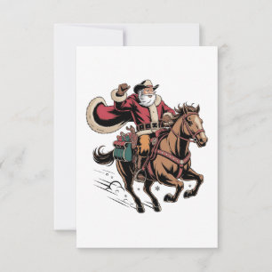 Cowboy Papai Noel Andando Um Natal De Cavalo