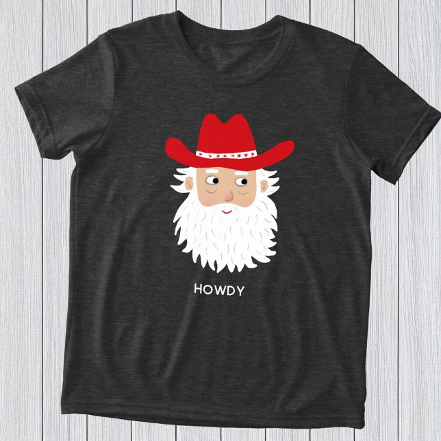 Cowboy Santa Claus Custom Text Christmas (Fun Cowboy Santa Claus Western Christmas custom text personalized kid's t-shirt)