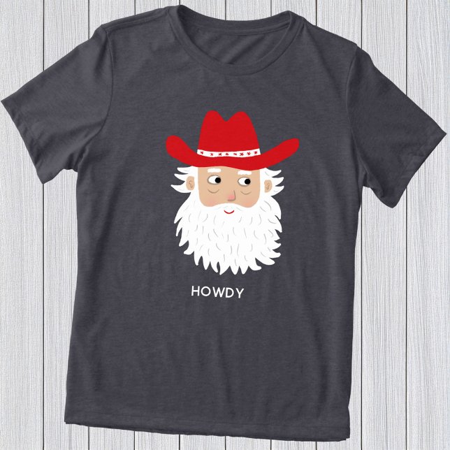 Cowboy Santa Claus Custom Text Christmas (Fun Cowboy Santa Claus Western Christmas custom text personalized t-shirt)