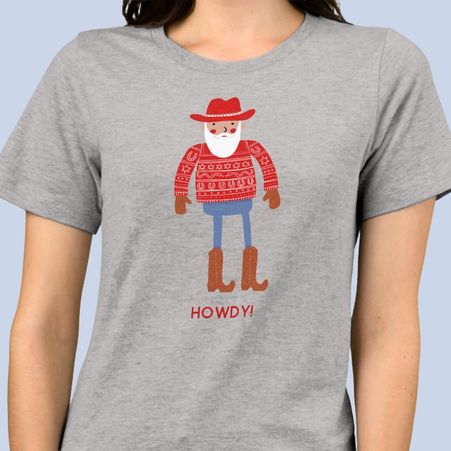 Cowboy Santa Custom Text Christmas (Fun Cowboy Santa Claus Western Christmas Holidays T-shirt with custom text)