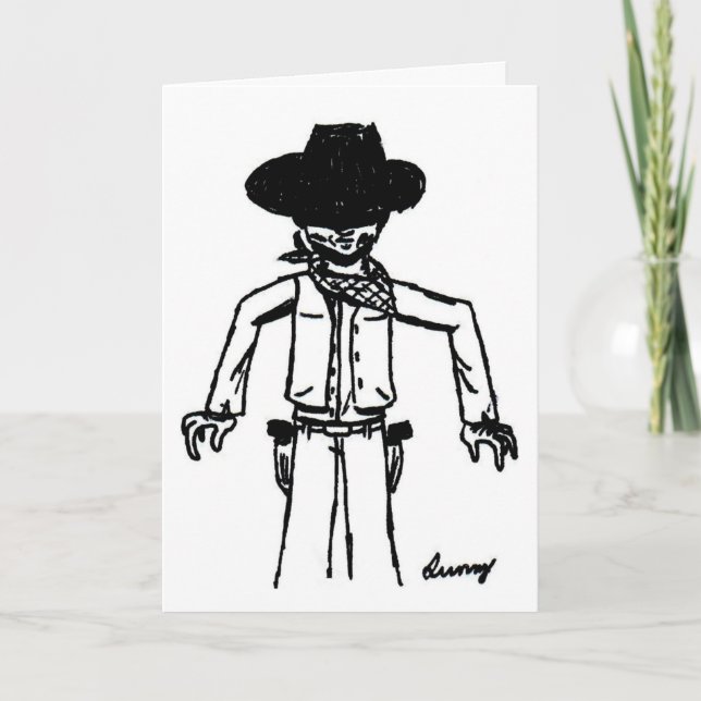 Cowboy Sketch "Howdy Pardner" Cartão de Saudação (Frente)