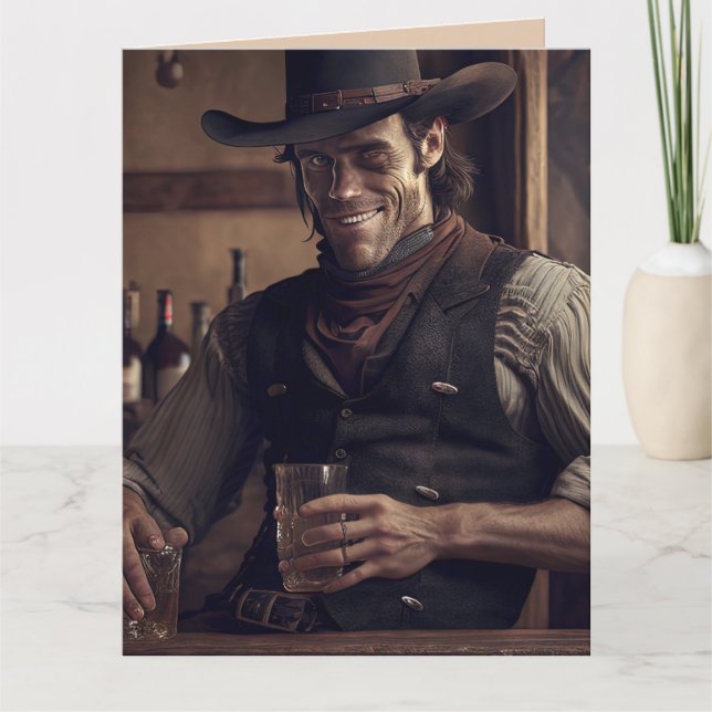 COWBOY TOUGH CARA ART BIRTHDAY Cartão de Saudação (Frente)