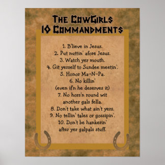 Cowboys 10 Mandamentos POSTER Impressão