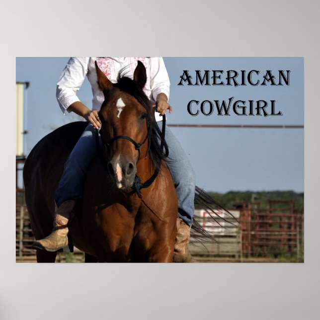 "Cowgirl Americana" Horse e Rider Poster (Frente)