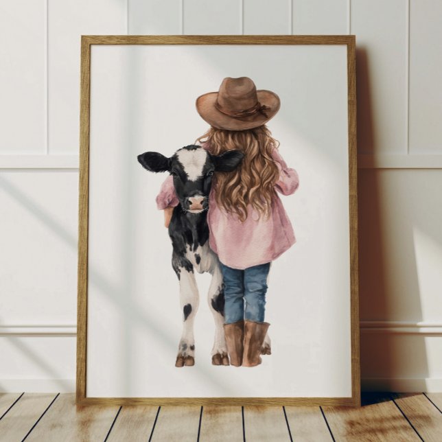 Cowgirl and Cow Poster Kids Western Room Decor (Criador carregado)