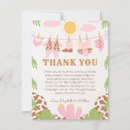 Cowgirl Baby Clothesline Western Cartões de agrade