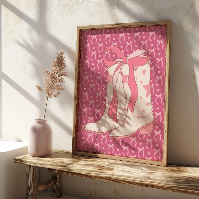 Cowgirl Boots com Impressão de Arte de Fita Rosa (Criador carregado)