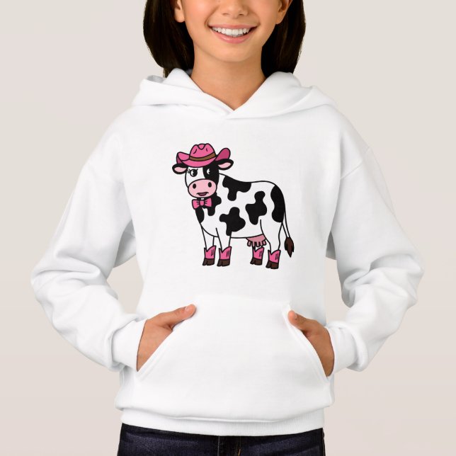 Cowgirl Cow Design – Cute Pink Western Farm Animal (Frente)