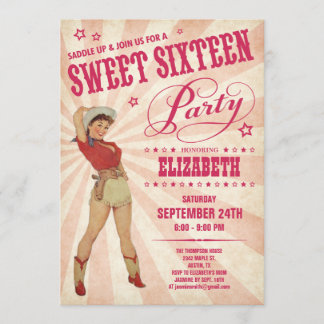 Cowgirl Doce 16 Convites de festas