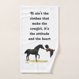 Cowgirl Pega Com Toalha De Mão De Cavalo
