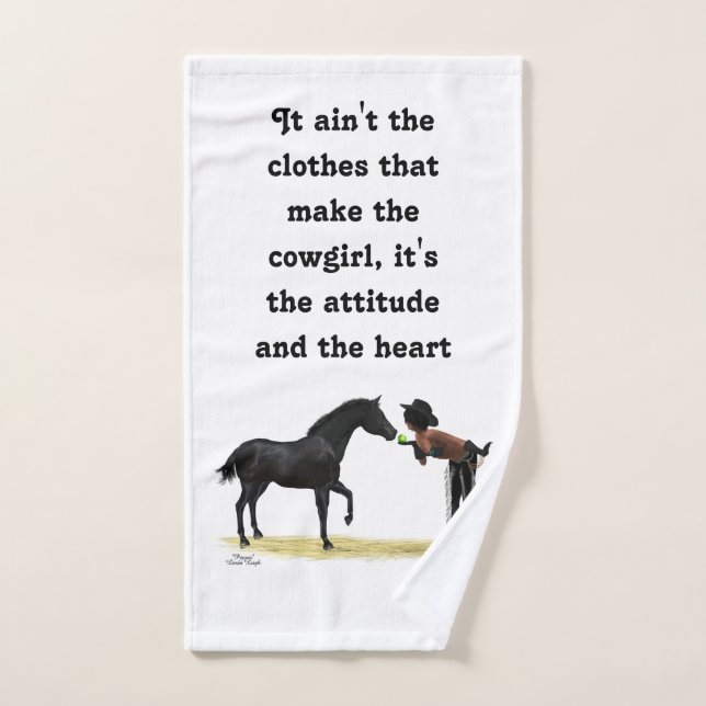 Cowgirl Pega Com Toalha De Mão De Cavalo (Toalha de mão)