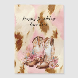 Cowgirl Pink Cream Brown Cowhide Hat & Boots