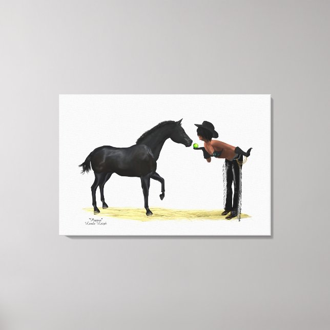 Cowgirl Pinup With Horse Stretch Canvas Print (Frente)