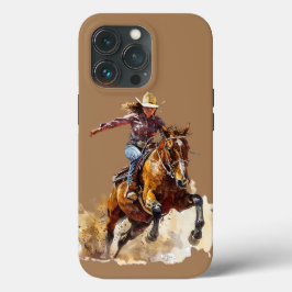 Cowgirl pronta para a capa de telefone do rodeio.