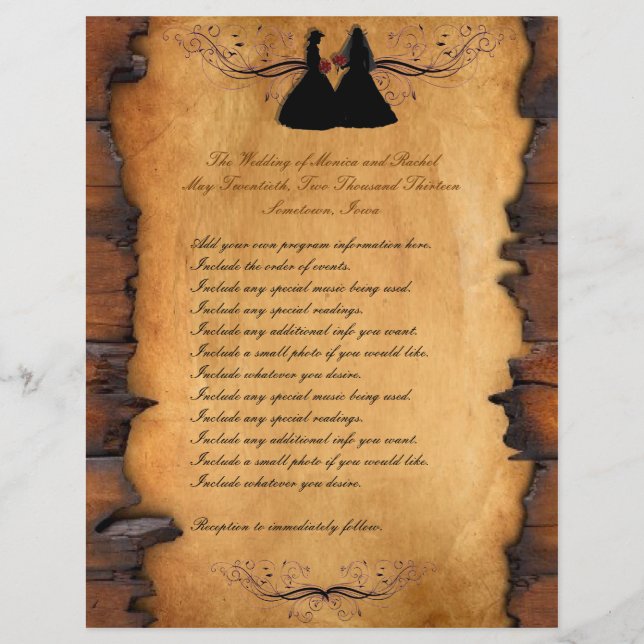 Cowgirl traz programas personalizados de casamento (Frente)