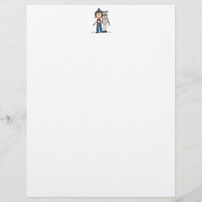 Cowgirl with Horse Stick Figura Letterhead (Frente)