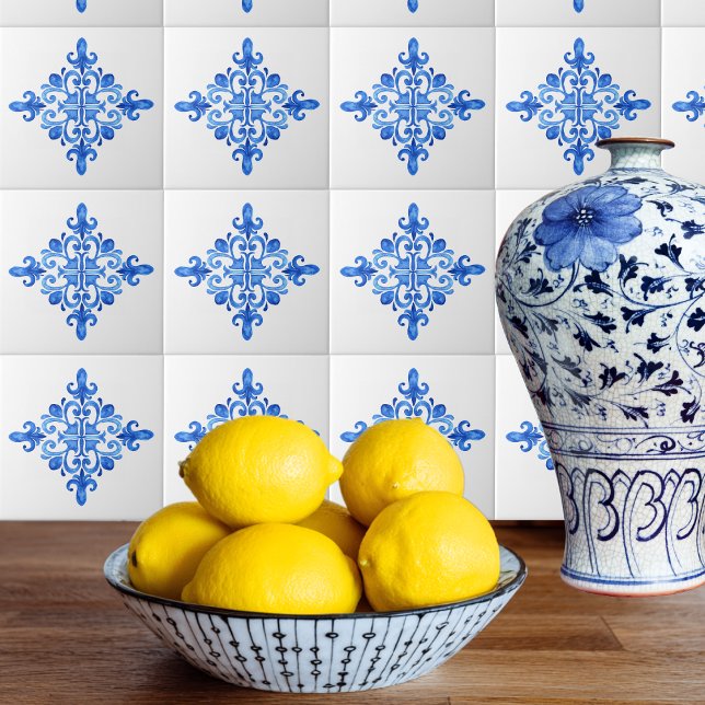 Cozinha Azulejo em Português, Espanhol, Azul e Bra (Criador carregado)